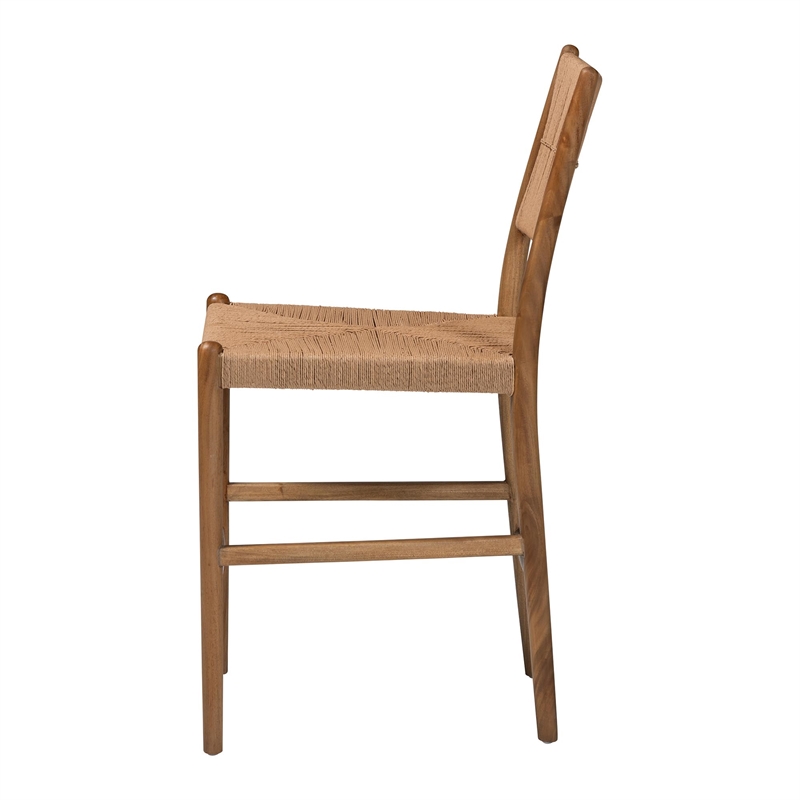 bali & pari Alva Paper Loom Woven Counter Stool Accent Stool with Wood Frame