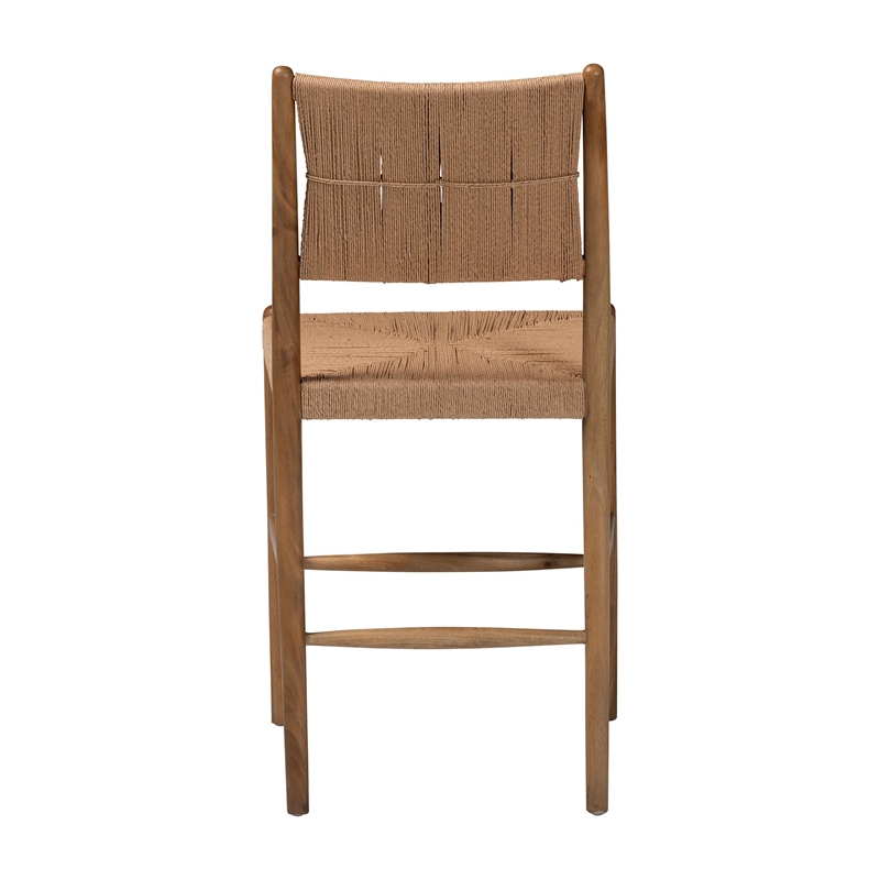 bali & pari Alva Paper Loom Woven Counter Stool Accent Stool with Wood Frame