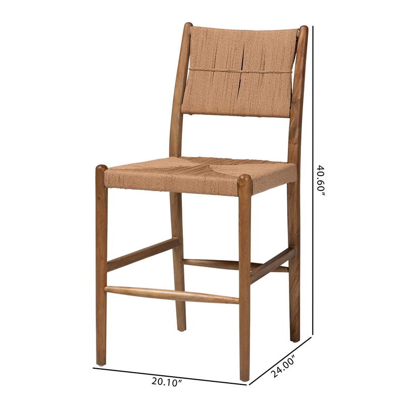 bali & pari Alva Paper Loom Woven Counter Stool Accent Stool with Wood Frame