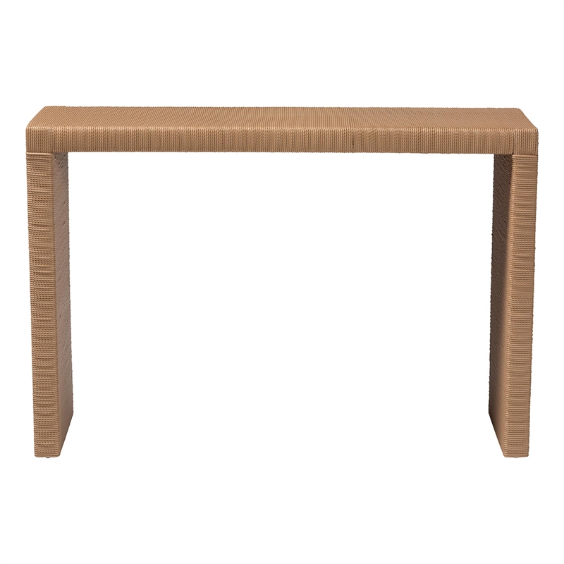 bali & pari Salve Woven Seagrass Console Table Wicker Waterfall Accent Table
