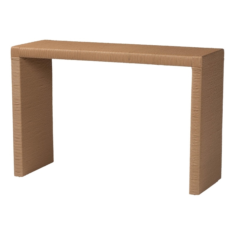 bali & pari Salve Woven Seagrass Console Table Wicker Waterfall Accent Table
