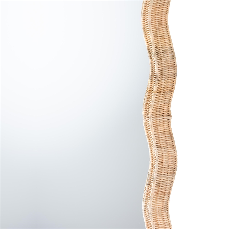 bali & pari Hasana Natural Rattan Floor Mirror Scalloped Frame Full Length