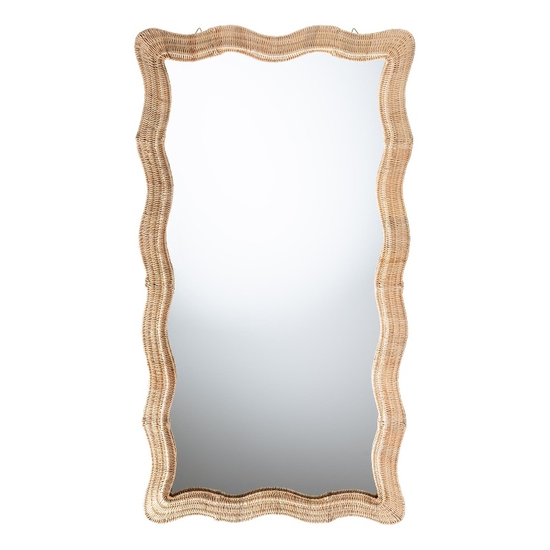 bali & pari Hasana Natural Rattan Floor Mirror Scalloped Frame Full Length