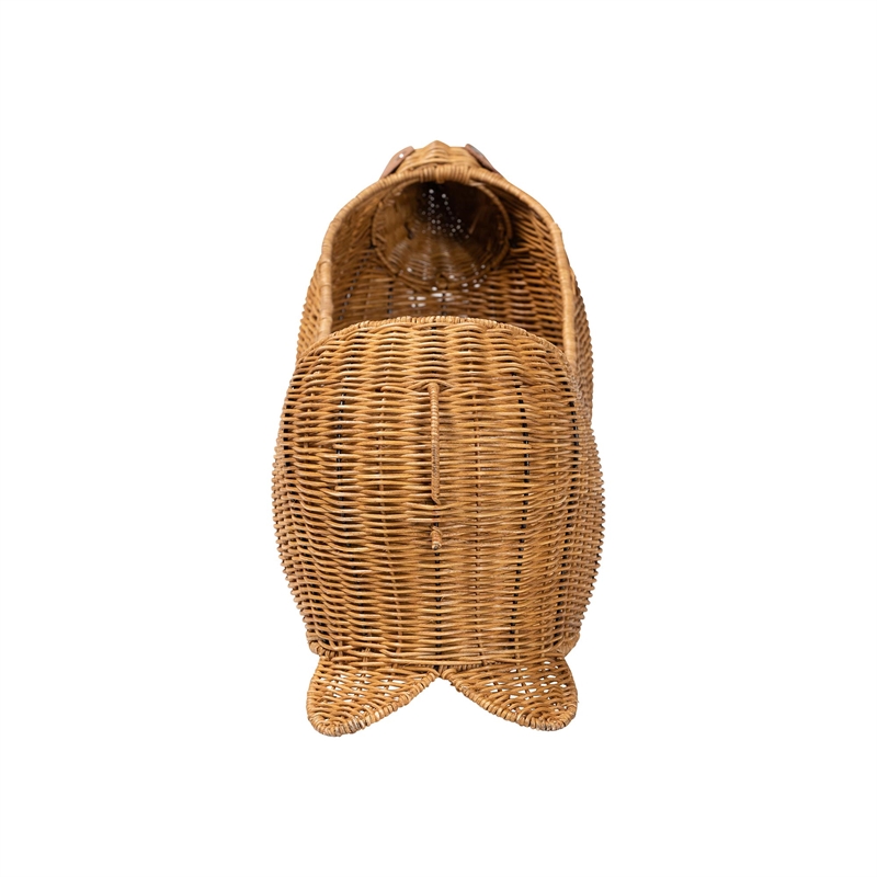 bali & pari Daffodil Natural Rattan Dachshund Basket Wicker Storage Solution