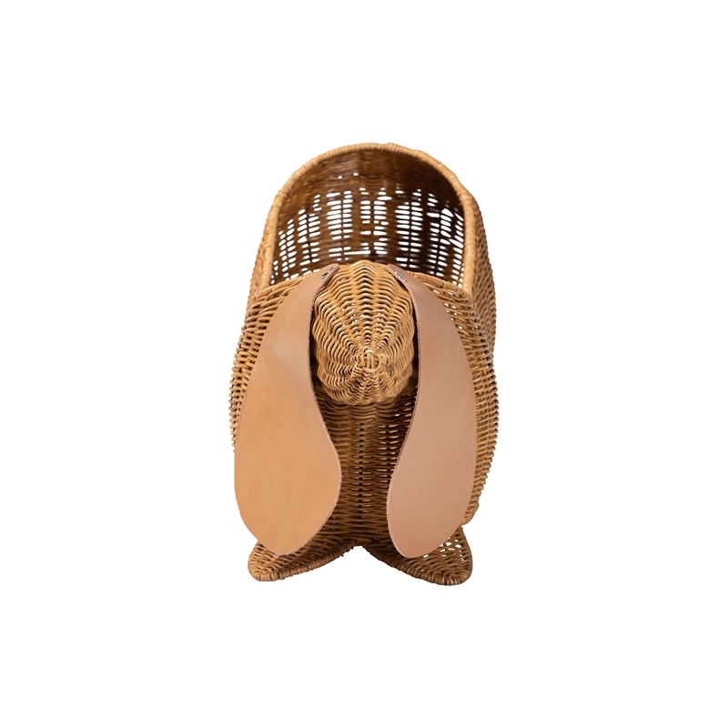 bali & pari Daffodil Natural Rattan Dachshund Basket Wicker Storage Solution