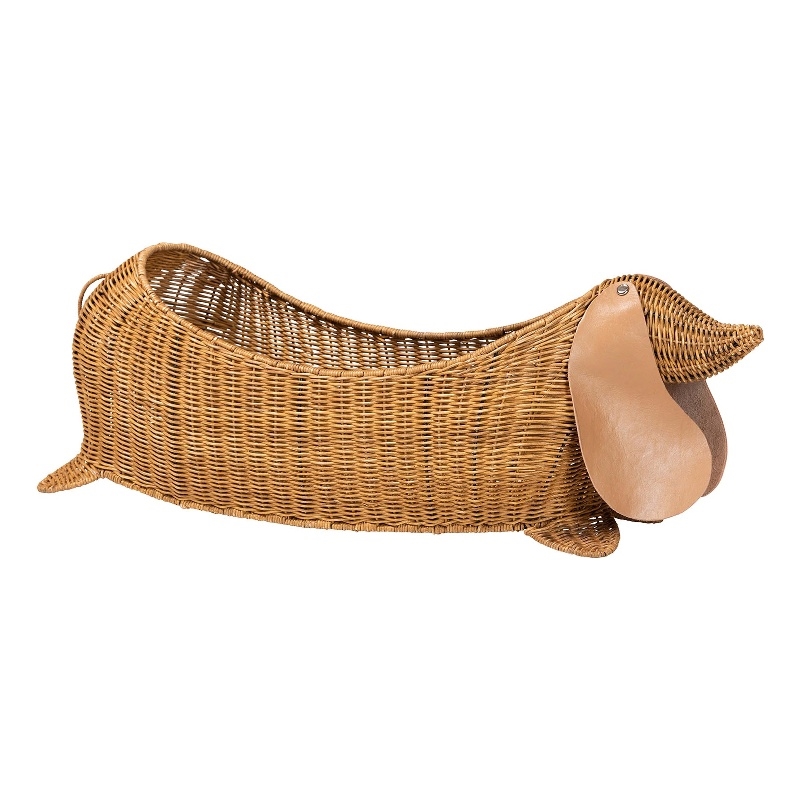 bali & pari Daffodil Natural Rattan Dachshund Basket Wicker Storage Solution
