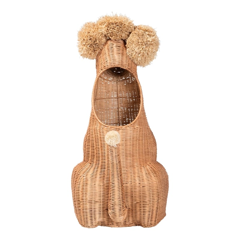 bali & pari Persis Natural Rattan Poodle Umbrella Holder Wicker Storage Solution