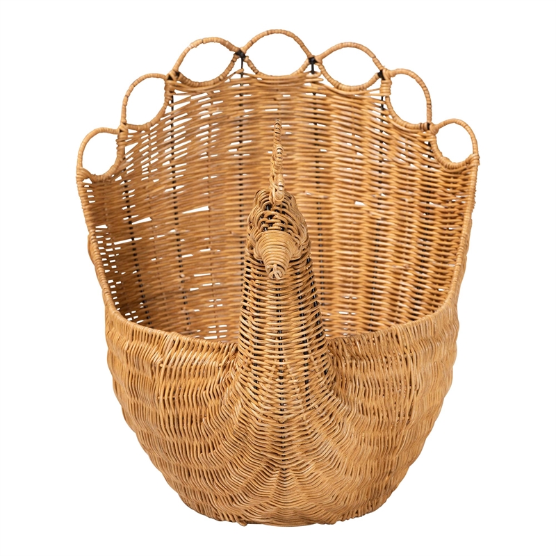 bali & pari Florabel Natural Rattan Peacock BasketWicker Storage Solution