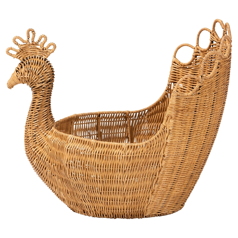 bali & pari Florabel Natural Rattan Peacock BasketWicker Storage Solution