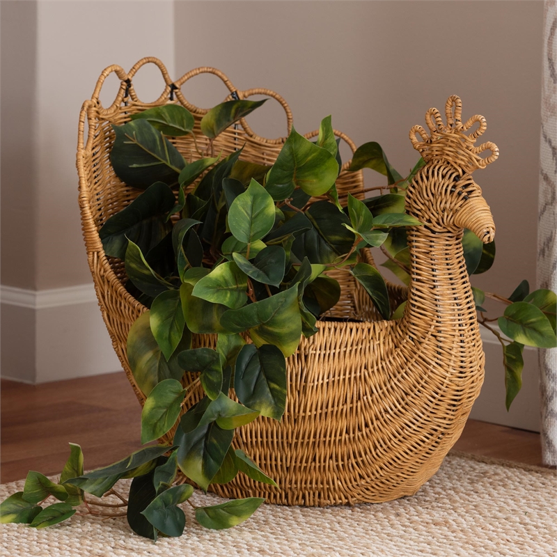 bali & pari Florabel Natural Rattan Peacock BasketWicker Storage Solution