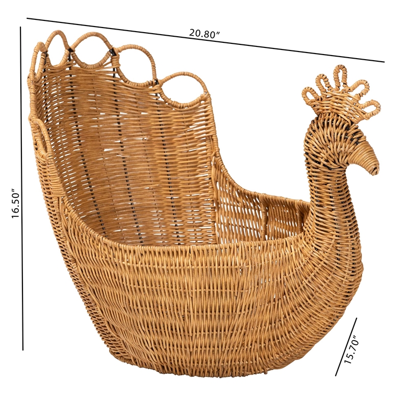 bali & pari Florabel Natural Rattan Peacock BasketWicker Storage Solution