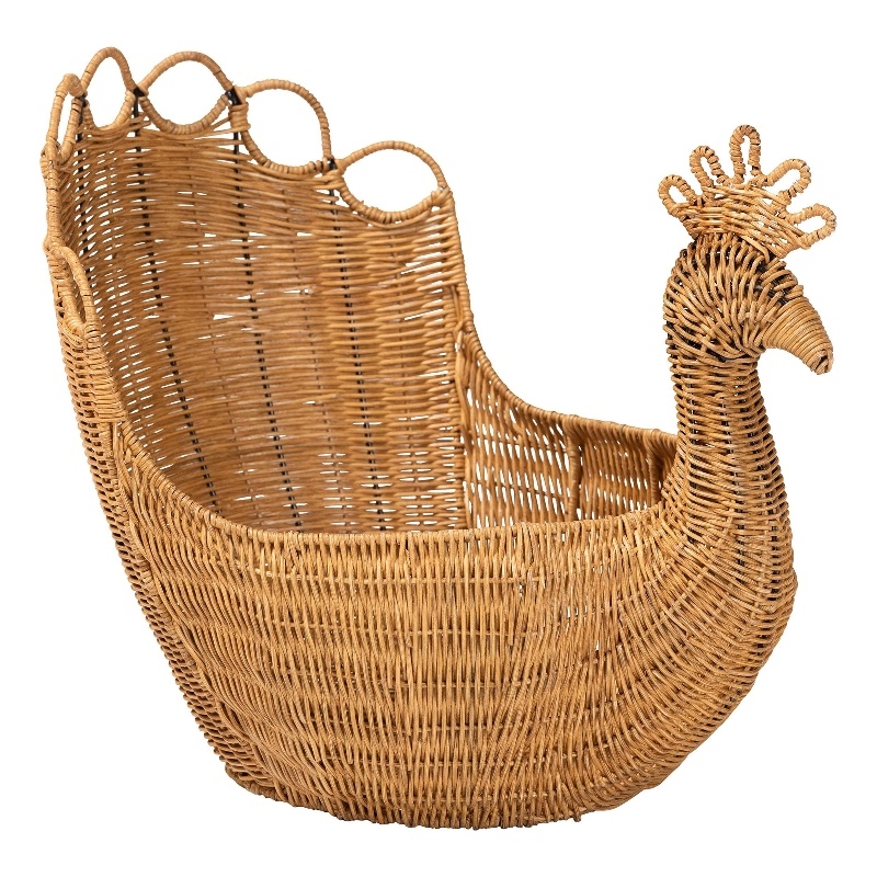 bali & pari Florabel Natural Rattan Peacock BasketWicker Storage Solution