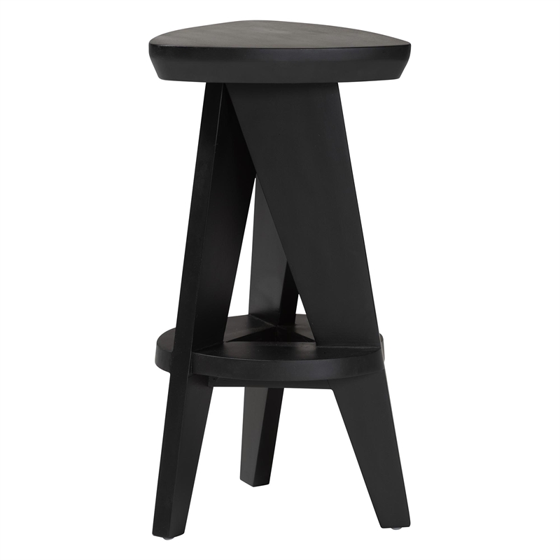 bali & pari Roy Wood Counter Stool Sculptural Backless Accent Stool Black