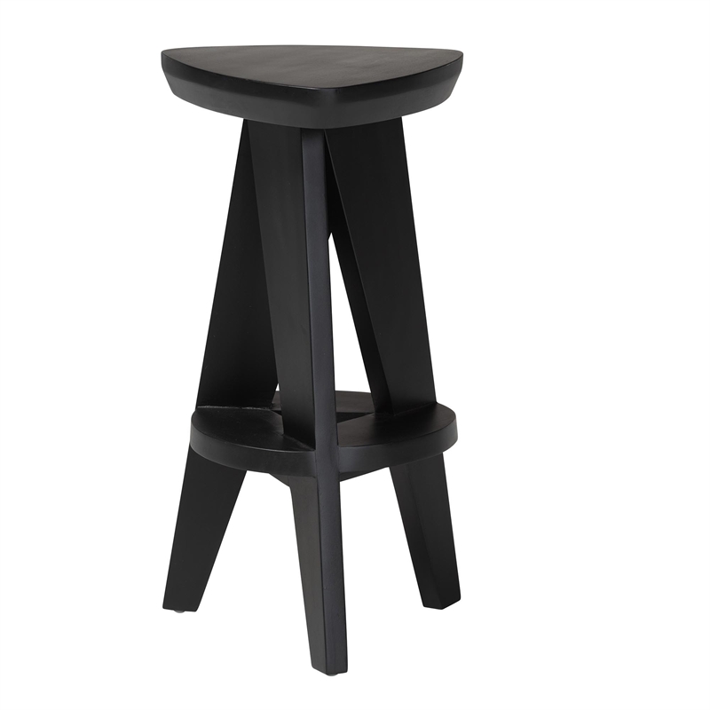 bali & pari Roy Wood Counter Stool Sculptural Backless Accent Stool Black