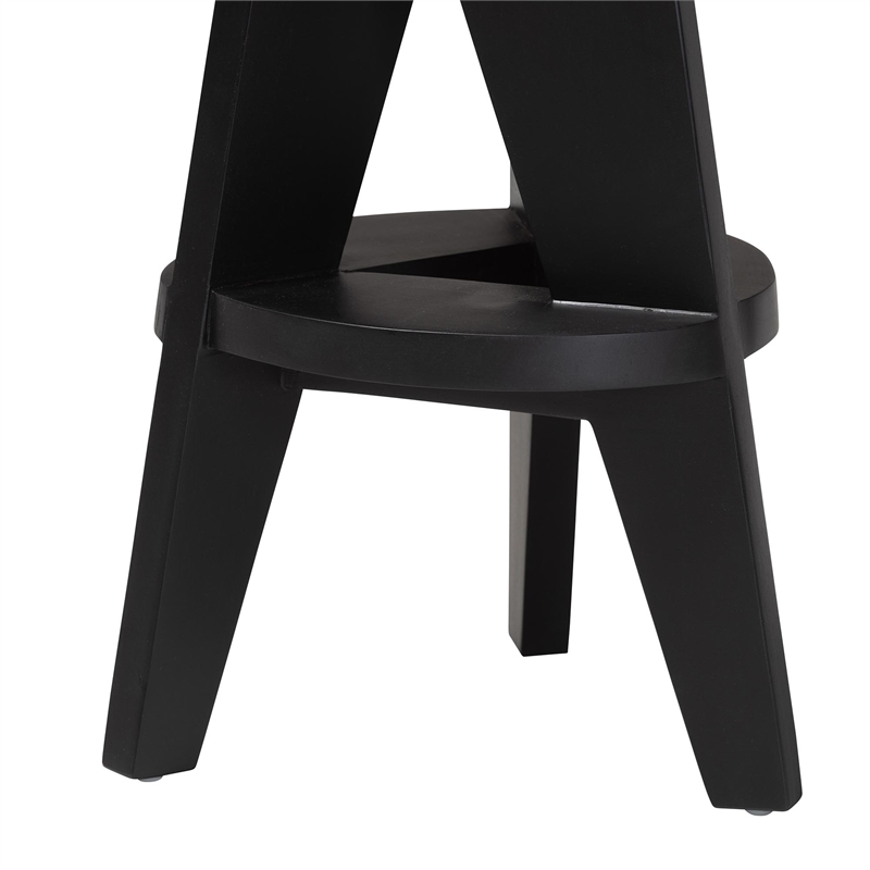 bali & pari Roy Wood Counter Stool Sculptural Backless Accent Stool Black