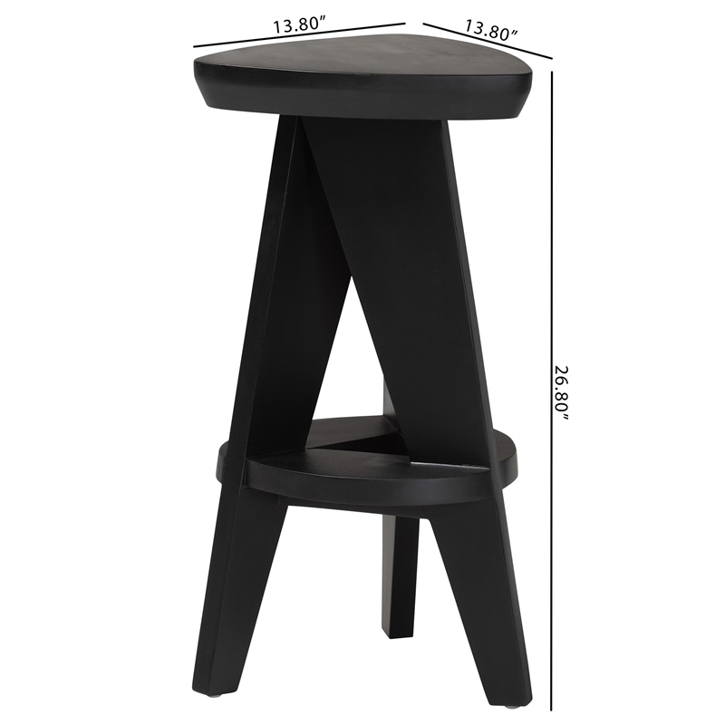 bali & pari Roy Wood Counter Stool Sculptural Backless Accent Stool Black