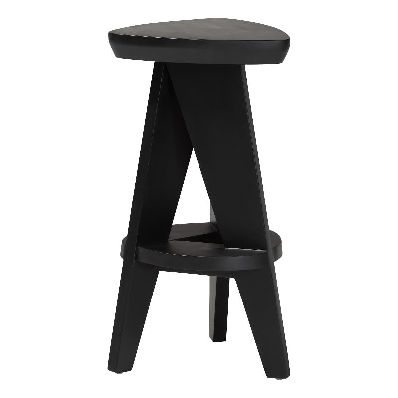 bali & pari Roy Wood Counter Stool Sculptural Backless Accent Stool Black