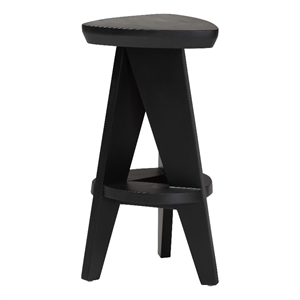 bali & pari Roy Wood Counter Stool Sculptural Backless Accent Stool Black