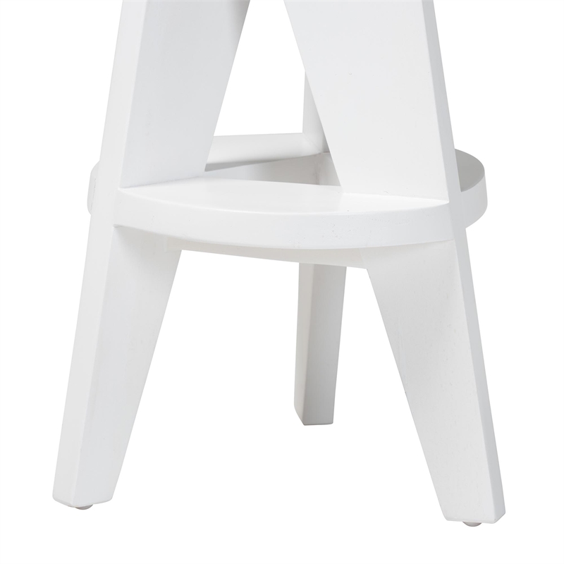 bali & pari Roy Wood Counter Stool Sculptural Backless Accent Stool White