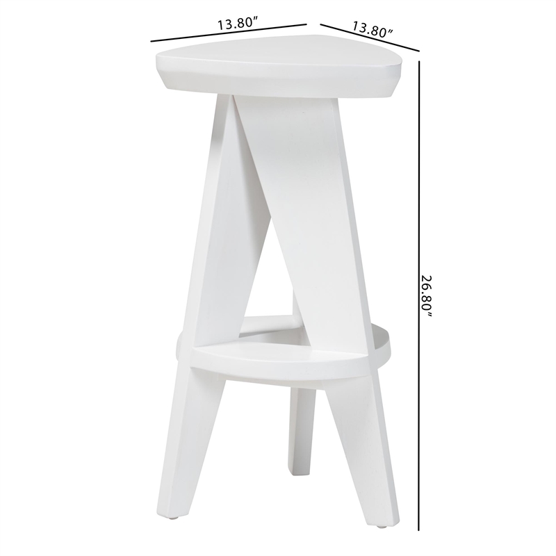 bali & pari Roy Wood Counter Stool Sculptural Backless Accent Stool White