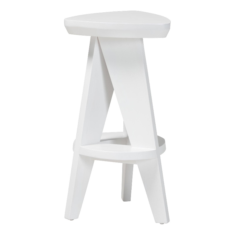bali & pari Roy Wood Counter Stool Sculptural Backless Accent Stool White