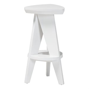 bali & pari Roy Wood Counter Stool Sculptural Backless Accent Stool White