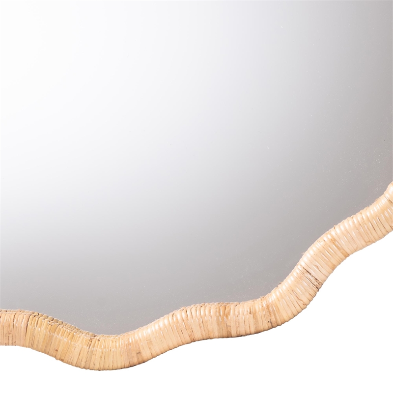bali & pari Rasida Natural Rattan Scalloped Wall Mirror Wicker Accent Mirror
