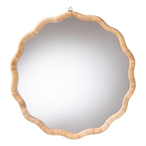 bali & pari Rasida Natural Rattan Scalloped Wall Mirror Wicker Accent Mirror