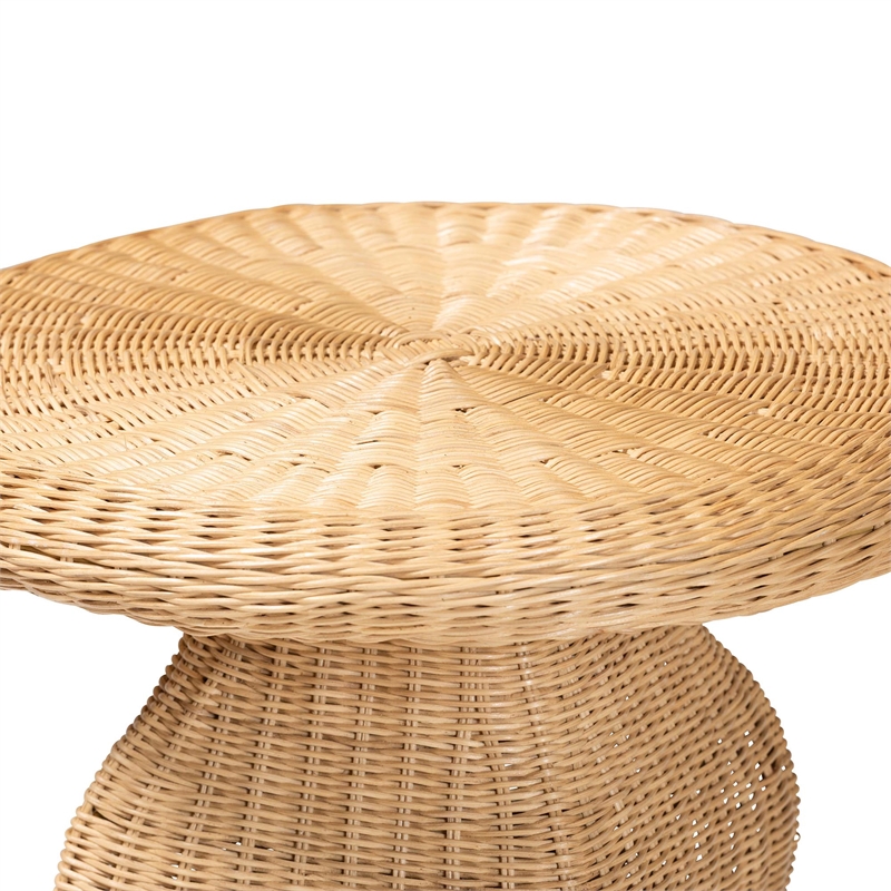bali & pari Hideo Natural Rattan End Table Wicker Sculptural Accent Table