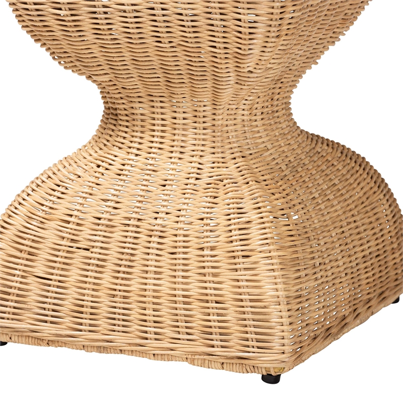 bali & pari Hideo Natural Rattan End Table Wicker Sculptural Accent Table