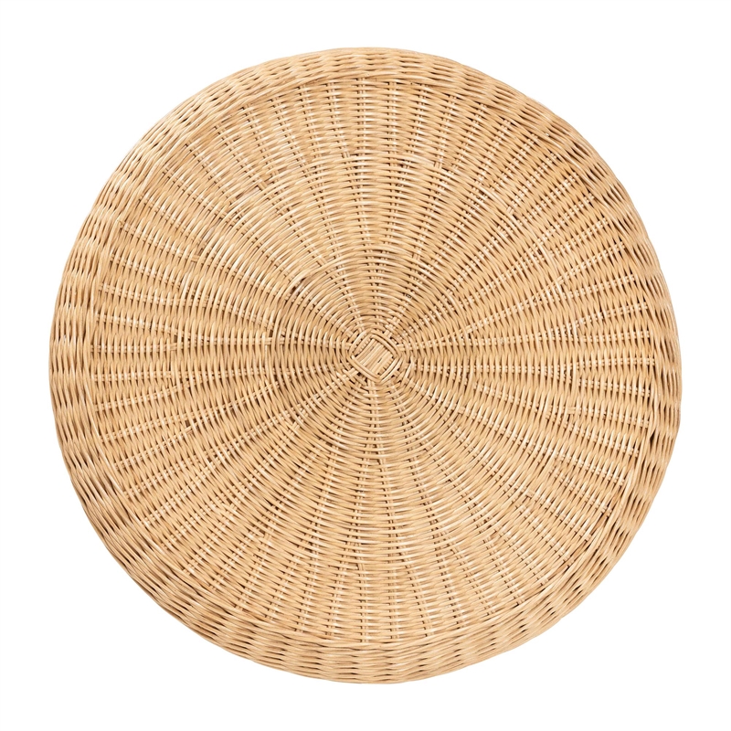 bali & pari Hideo Natural Rattan End Table Wicker Sculptural Accent Table