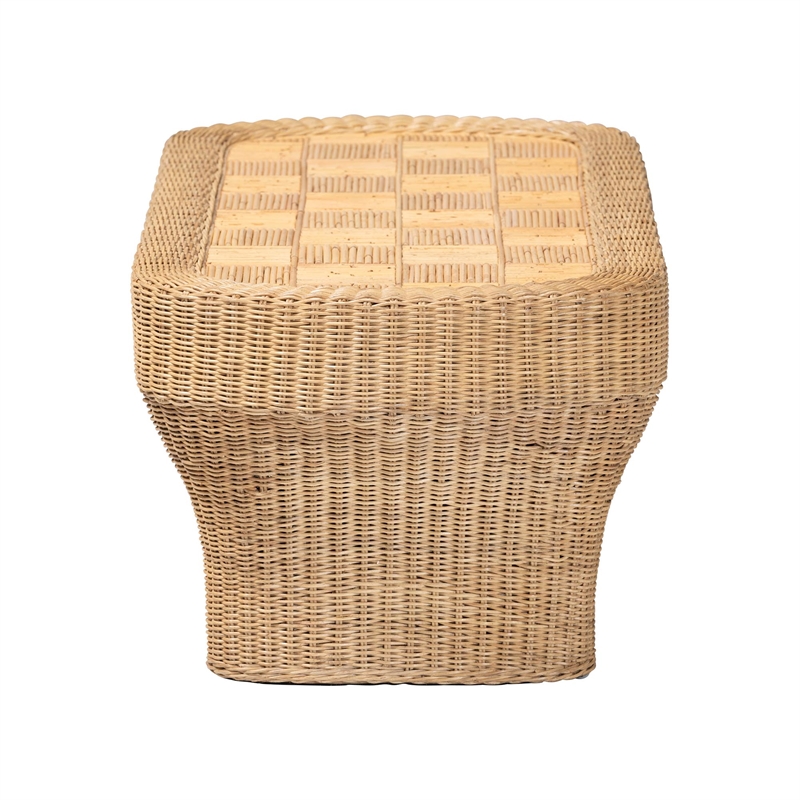 bali & pari Canika Natural Rattan Coffee Table with Checkered Tabletop