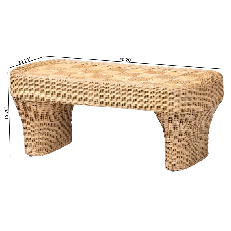 bali & pari Canika Natural Rattan Coffee Table with Checkered Tabletop
