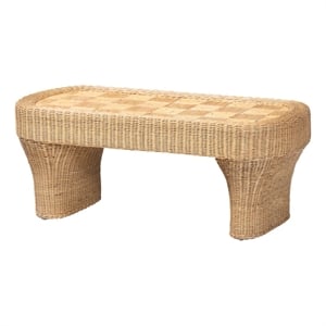 bali & pari Canika Natural Rattan Coffee Table with Checkered Tabletop
