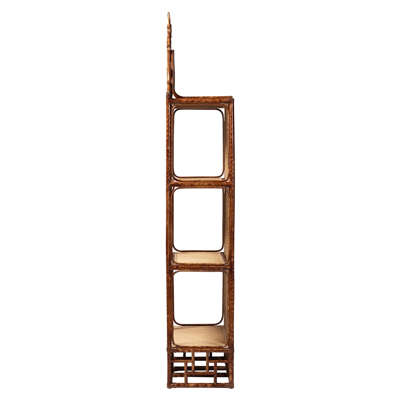 bali & pari Tamiko Marbled Tortoise Rattan 3-Tier Accent Shelf Freestanding