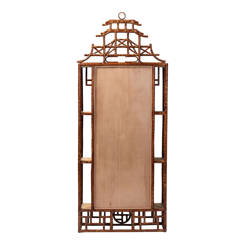 bali & pari Tamiko Marbled Tortoise Rattan 3-Tier Accent Shelf Freestanding