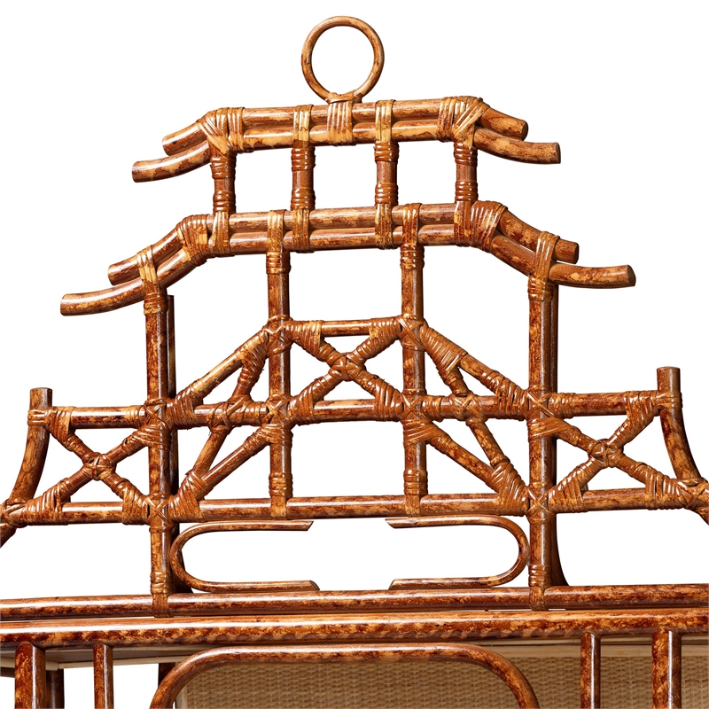 bali & pari Tamiko Marbled Tortoise Rattan 3-Tier Accent Shelf Freestanding