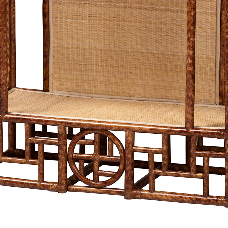 bali & pari Tamiko Marbled Tortoise Rattan 3-Tier Accent Shelf Freestanding