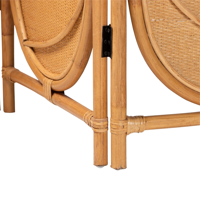 bali & pari Kiyoko Natural Rattan Room Divider Wicker Decorative Screen