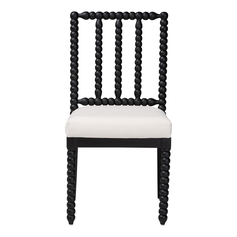 bali & pari Deya Bobbin Dining Chair Wood Side Chair with Upholstered Seat Black