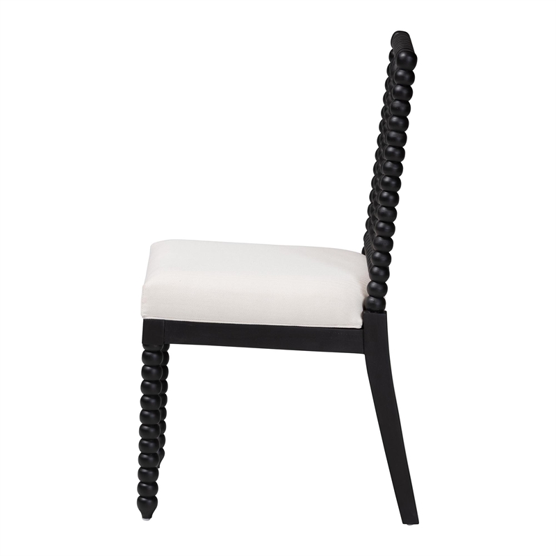 bali & pari Deya Bobbin Dining Chair Wood Side Chair with Upholstered Seat Black