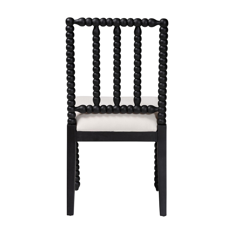 bali & pari Deya Bobbin Dining Chair Wood Side Chair with Upholstered Seat Black