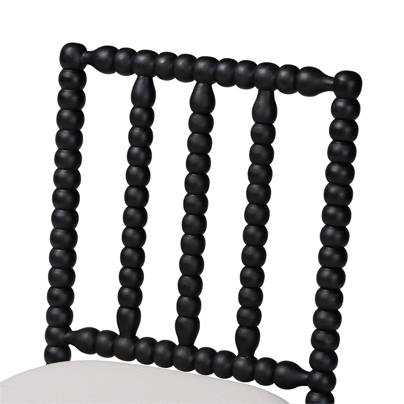 bali & pari Deya Bobbin Dining Chair Wood Side Chair with Upholstered Seat Black