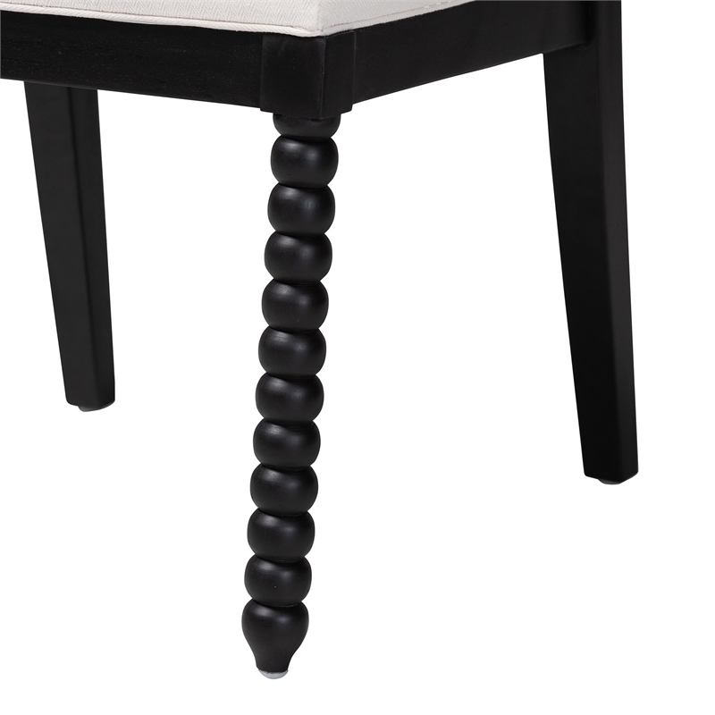 bali & pari Deya Bobbin Dining Chair Wood Side Chair with Upholstered Seat Black