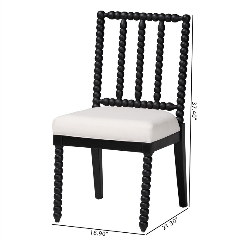 bali & pari Deya Bobbin Dining Chair Wood Side Chair with Upholstered Seat Black