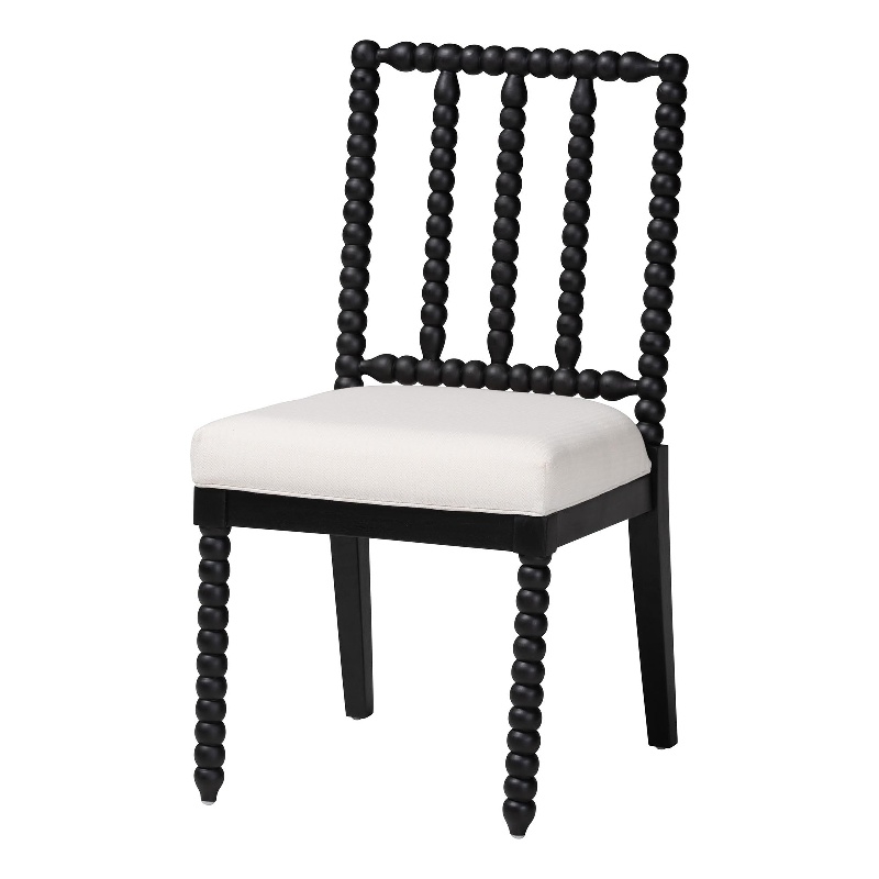 bali & pari Deya Bobbin Dining Chair Wood Side Chair with Upholstered Seat Black