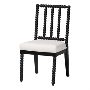 bali & pari Deya Bobbin Dining Chair Wood Side Chair with Upholstered Seat Black