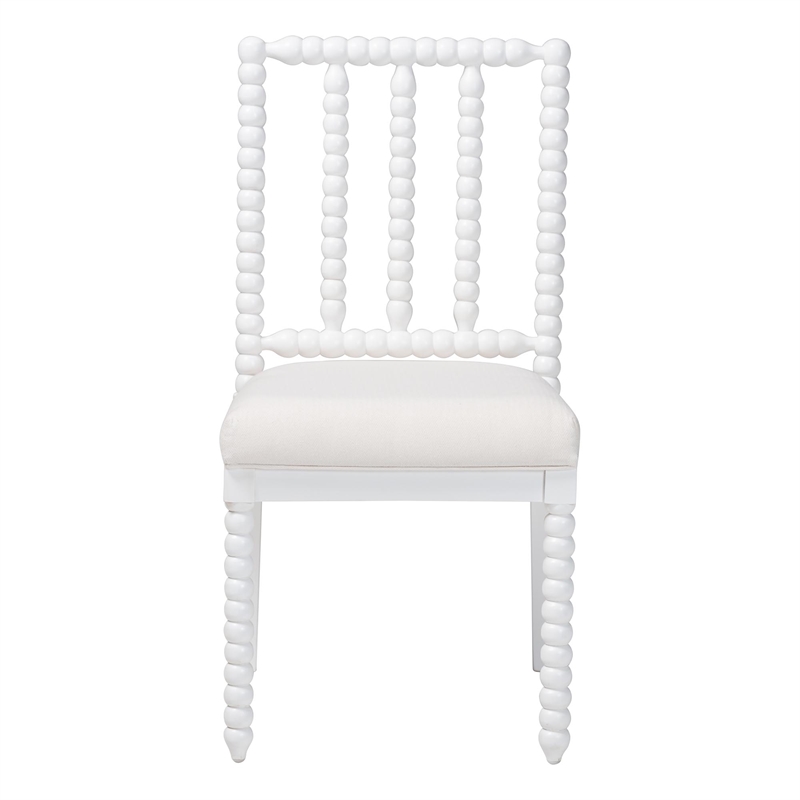 bali & pari Deya Bobbin Dining Chair Wood Side Chair with Upholstered Seat White