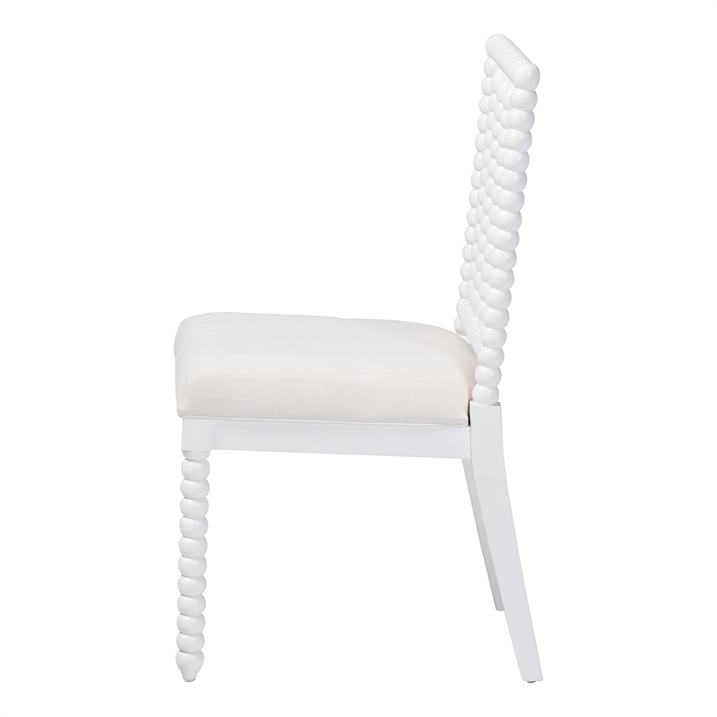 bali & pari Deya Bobbin Dining Chair Wood Side Chair with Upholstered Seat White