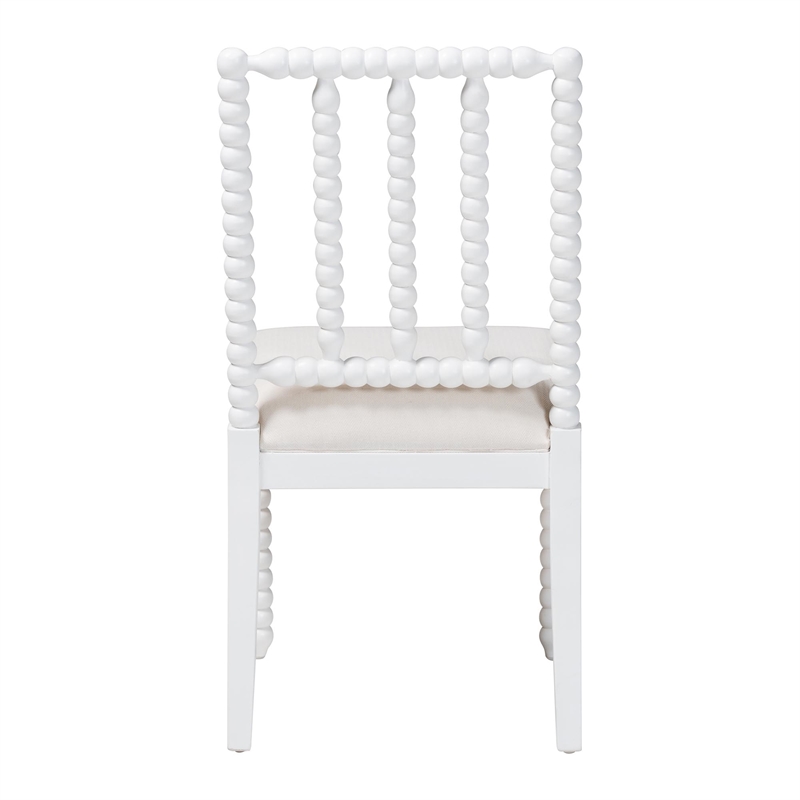 bali & pari Deya Bobbin Dining Chair Wood Side Chair with Upholstered Seat White